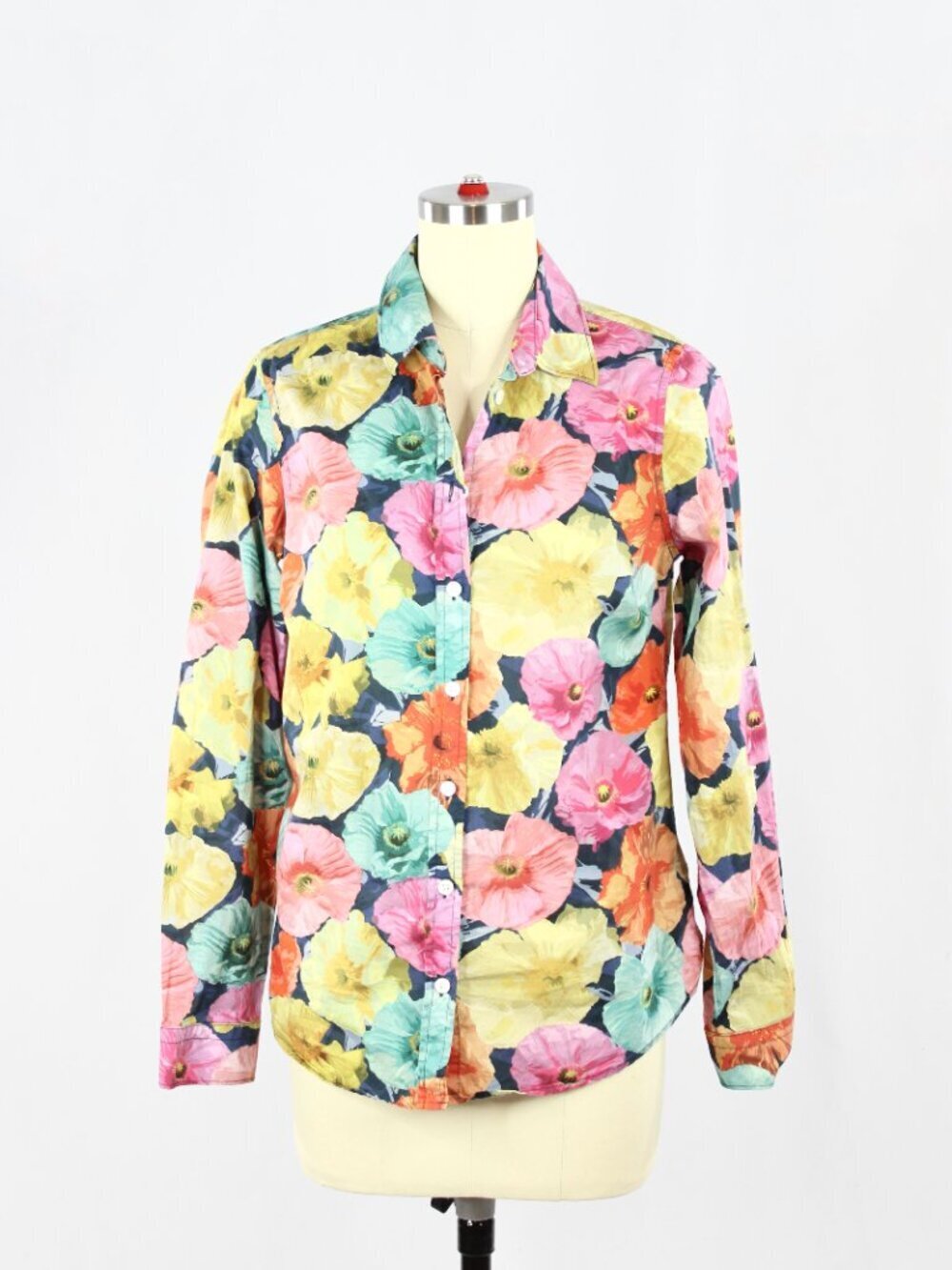 SIMONS x LIBERTY Poppy Wonder Floral Cotton Voile Button Down Blouse, Size XS